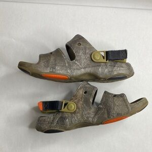 Mens Camouflage Crocs Sandals with Orange Accents